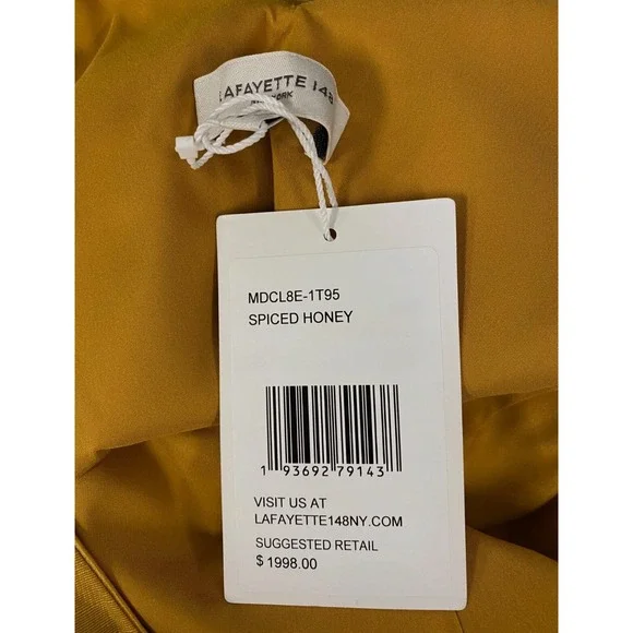 $1998 Lafayette 148 New York Women Yellow Silk Sleeveless A-Line Dress Size 16 - Picture 4 of 12